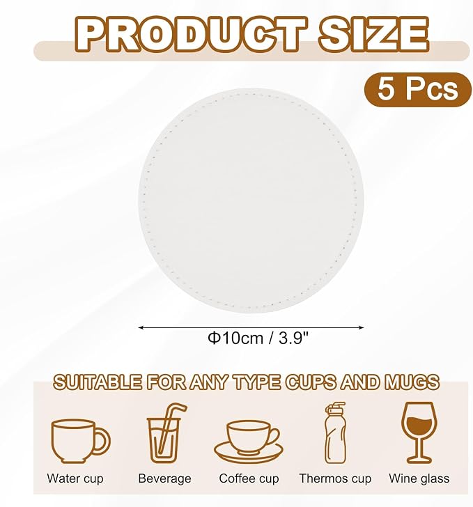 uxcell 5Pcs PU Leather Coasters - Image 2