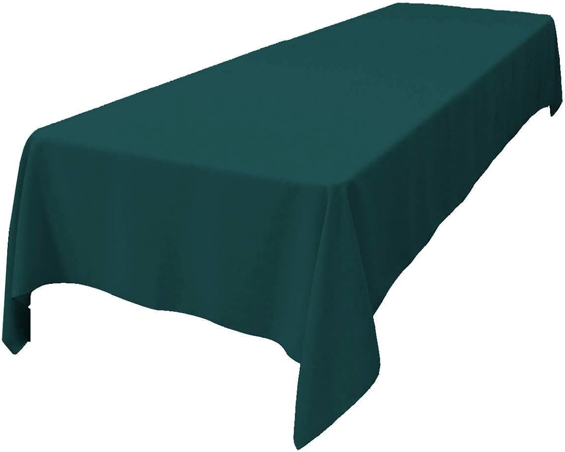 LA Linen Polyester Poplin Washable Rectangular Tablecloth, Stain and Wrinkle Resistant Table Cover 60x144, Fabric Table Cloth For Dinning, Kitchen, Party, Holiday 60 by 144-Inch, Teal Dark