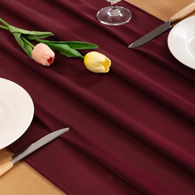 Burgundy Chiffon Table Runner Summer Boho Wedding Birthday Party Decor | 10ft - Image 5