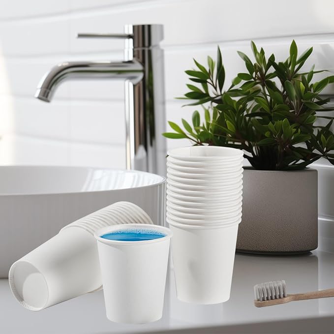 SIUQ 300 Pack 5 oz Paper Cups, Disposable Small Bathroom Mouthwash Cups | White - Image 3