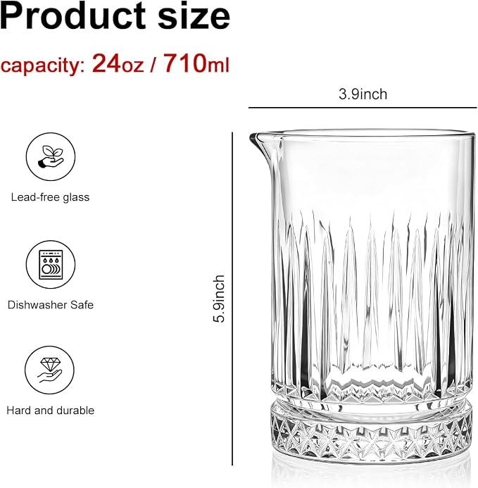 2pcs Cocktail Mixing Glass Bartender | 24oz Crystal Bar Stirring Glass | Old - Image 2