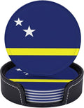 6 Pack Curacao Flag Leather Coaster by GTEVUTS