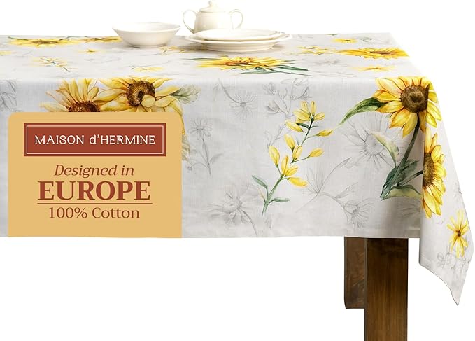 Maison d' Hermine Table Cloth Rectangle Table 100% Cotton 70 x 90 Inches Tablecloth Reusable Decorative for Dining Room Farmhouse Home Valentines Day Decorations Spring Summer - Candice