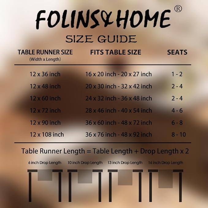 FOLINS&HOME Brown Waterproof Decorative Table Runner 72 Inches Long | 210GSM - Image 6