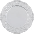 Charger Plates, 100pcs Silver 13inch Plastic Dinner Plate, Round Plastic Dinner Plate with Delicate Texture for Parties Wedding (Silver)