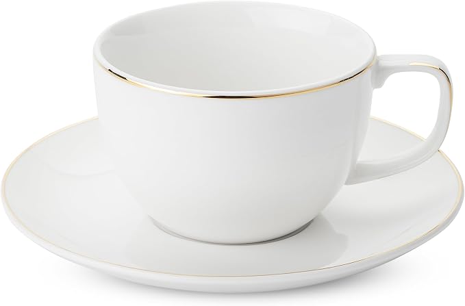 BTaT- Cappuccino Cups with Saucers 6 oz, Dishwasher Safe, Au Lait, Flat White - Image 7