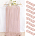 8 Pack Pink Table Runner 10ft Rustic Gauze Cheesecloth Table Decor | by MLMC