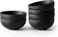Bowl Set of 6, 20.4 oz Matte Marble Pattern Stoneware Soup Bowls | Black by KINGSTONE