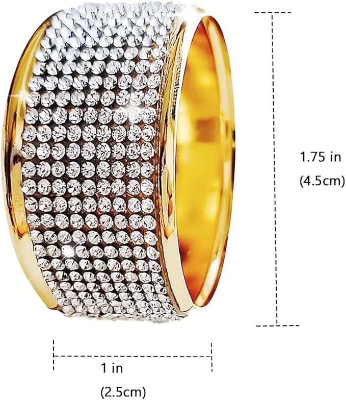 Silver Diamond Gold Napkin Rings Set, Rhinestone Napkin Holder for Dining, Anniversary, Wedding,Bling Cloth Holder Full of Crushed Diamond,Party of Table Setting Home Decor (12)