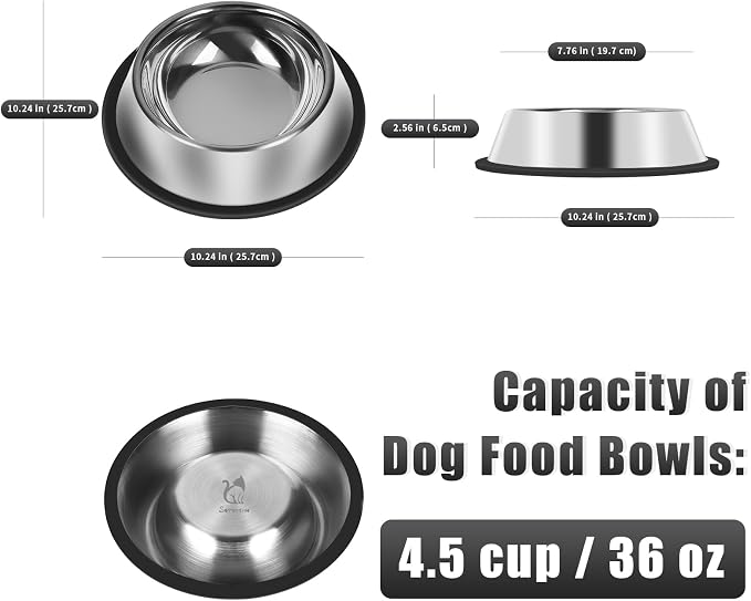 3Pcs Stainless Steel Dog Bowls Non-Slip Dog Food Bowl 36 Oz Dog Food and Water - Image 2