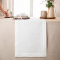 D'Moksha Homes Linen White Table Runner 144 Inches Long - 100% Pure Linen Extra Long Table Runner 14 x 144 Inch for Valentines, Spring, Easter - Classic Hemstitch