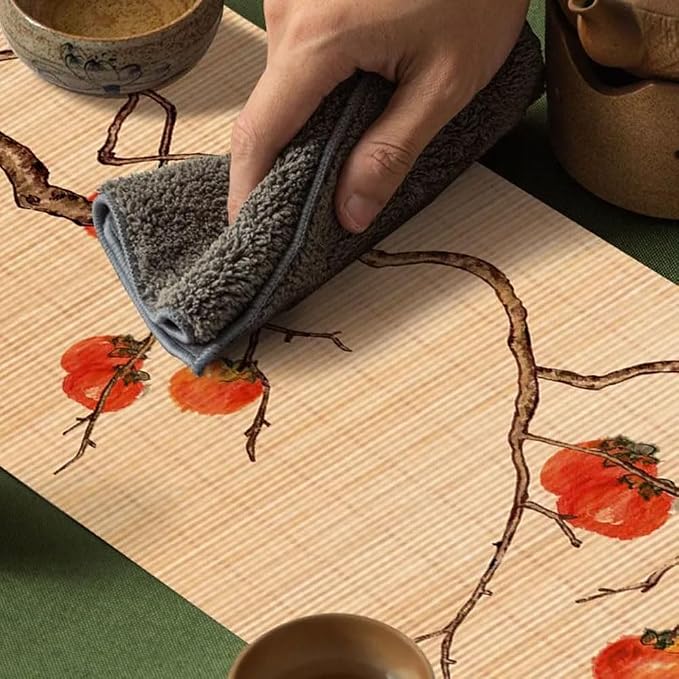Asian Style Bamboo Table Runner, Ancient Chinese Paintings Zen Table Mat - Image 2