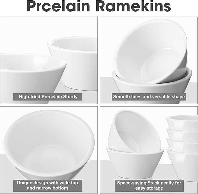 Domensi 18 Pcs 8 oz Porcelain Bowls Small Dessert Bowls Porcelain Broth Cups Soup for Ice Cream Dipping Sauce Bouillon Soups Salads Cereal, Microwave and Dishwasher Safe