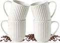 HASENSE Textured Large Coffee Mugs Set of 4, 16 Oz Ribbed Ceramic Cups by Hasense