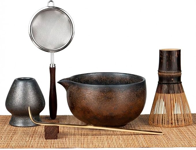 7-Piece Matcha Set，Matcha Bowl & 100-Prong Purple Bamboo Whisk | Gilded Artisan by GleeNflux