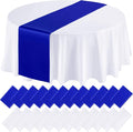 Queekay 24 Pcs 84'' Round Plastic Tablecloth 12 x 108'' Satin Table Runners Set by Queekay