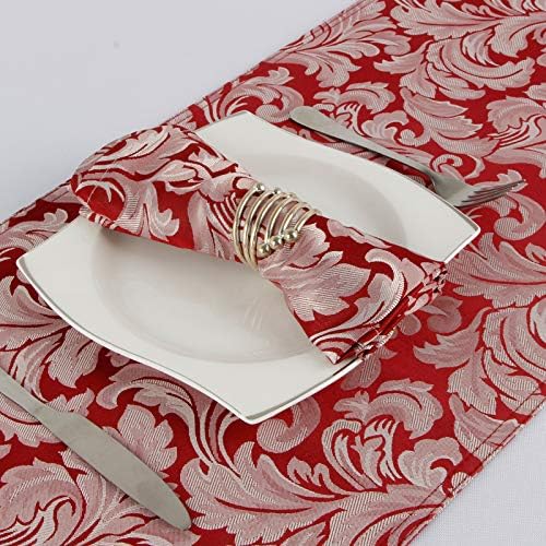 EHouseHome Jacquard Damask Reversible Burgundy Table Runners - Image 5