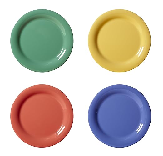 G.E.T. 7.5" Heavy-Duty Wide Rim Melamine Salad Plate (Set of 4)
