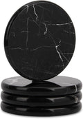 Natural Marble Coasters Set of 4, 4 inch Round, Silicone Anti-Slip Pads by Unknown