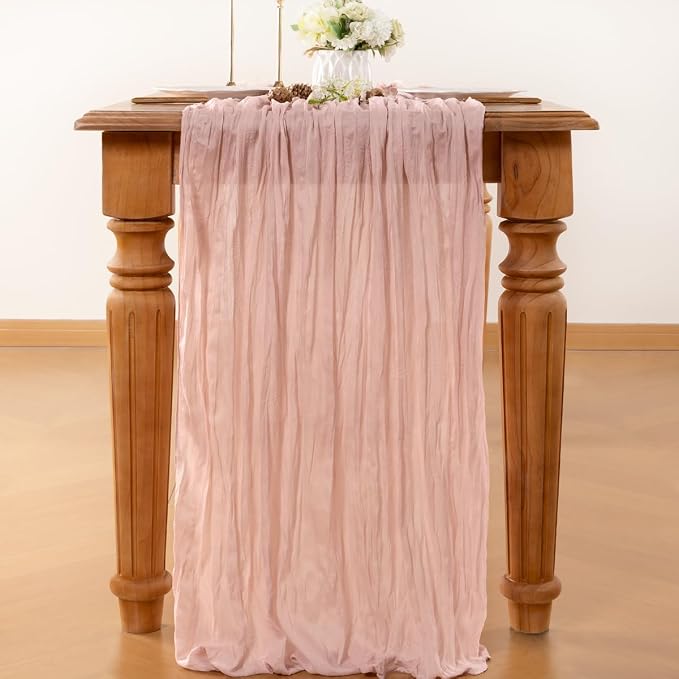 Dusty Pink Cheesecloth Table Runner 120 Inches 10 Ft Gauze Table Runner | - Image 2