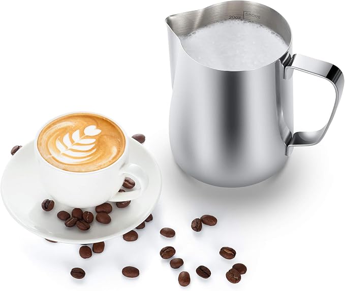 Milk Frothing Pitcher, 32oz Steaming Pitcher Stainless Steel Espresso Machine - Image 4