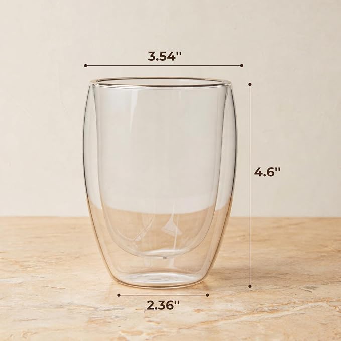 HillSpring Double Walled Glass Coffee Cup, 12oz Insulated Glass Tumbler - Image 4