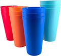 32 oz Plastic Cups Large Reusable set 12, Plastic Tumblers Vibrant | Food Grade by WEXINHAO