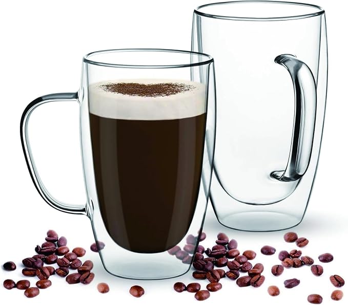 Espresso Cups Set Of 2, Double Walled Glass Coffee Mugs - Image 5