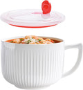 Ceramic Soup Bowl with Handle, Extra Large 38oz Ramen Bowl with Lid, Jumbo Soup by Ceramictableware