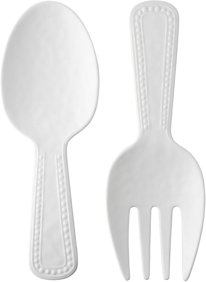 Pebble Melamine Salad Servers, Serving Utensil Set, Includes Serving Fork and - Image 2