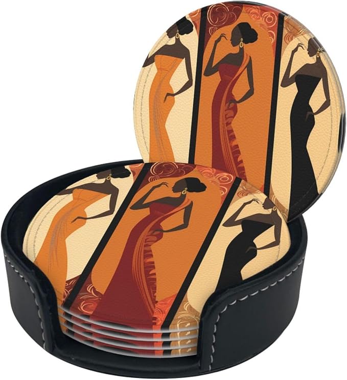 Women Leather Coasters Set of 6 - Image 6