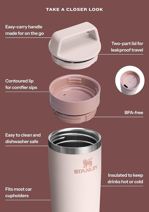 STANLEY Cafe To Go Travel Mug 20 oz | Leakproof Two-Part Drink Through Lid | - Image 5