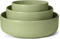 Amazon Basics Glazed Stoneware Serving Bowls, 3-Piece Set, Dishwasher-Safe, Olive