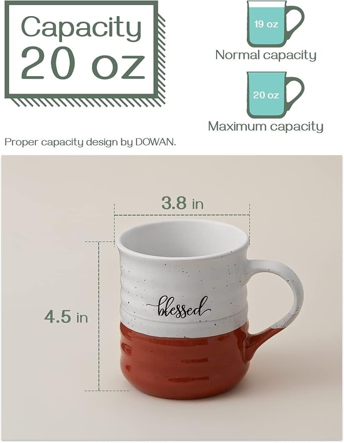 DOWAN 18 oz Large Coffee Mugs, Ceramic Mug Set - Image 3