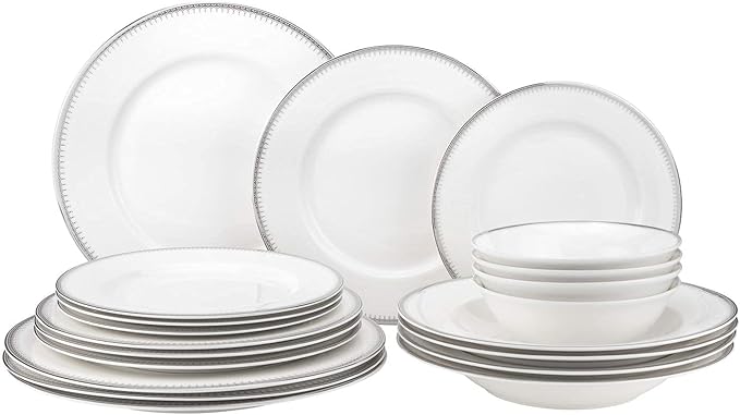Euro Porcelain 57-pc Banquet Dinnerware Set, Luxury Bone China Tableware, Service for 8