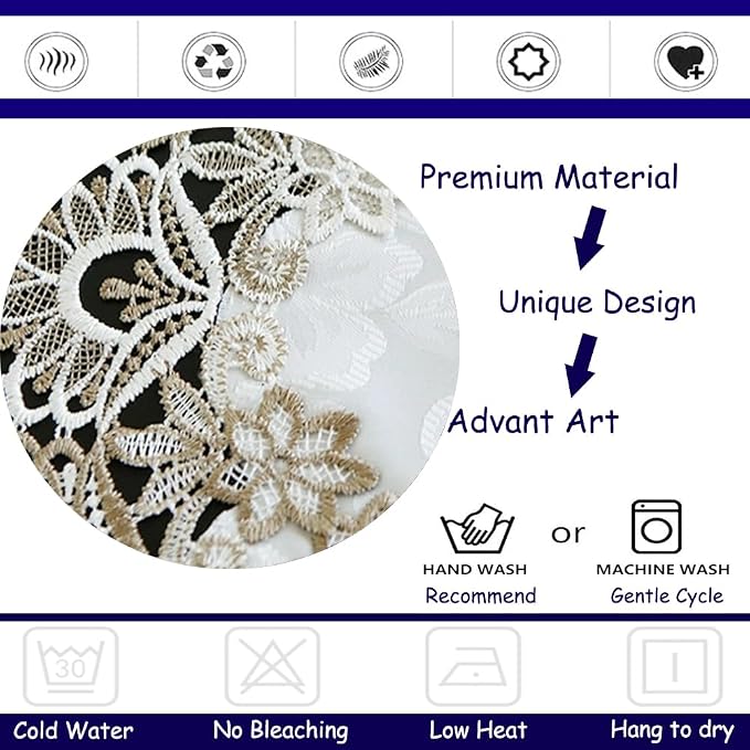 Sandweek Washable Lace Floral Embroidered Rectangle Table Runner Scarf Wedding - Image 5