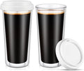 Honeydak 2 Pack 16 oz Double Walled Glass Coffee Mugs by Honeydak
