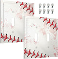 Decorative Light Switch Cover Baseball Sports Ball Game 2 Gang Wall Plate Double Toggle Switch Plate Receptacle Electrical Outlet Cover Switchplate for Bathroom Bedroom Decor（2 Pack）