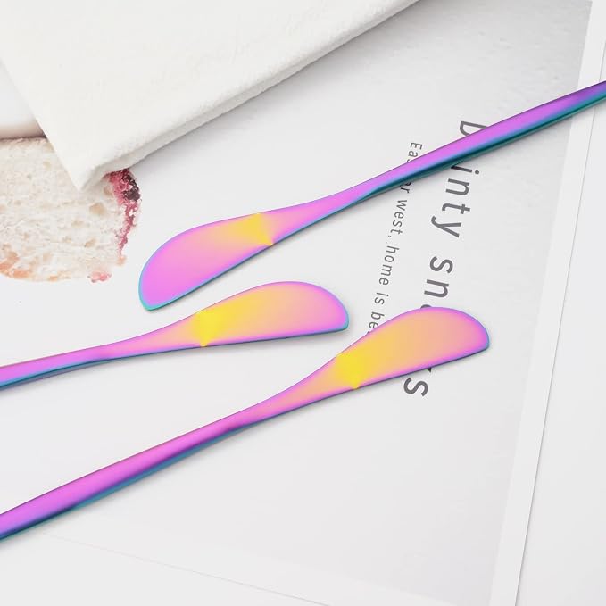 10 Pack Rainbow Cheese Spreader Knife, Stainless Steel Butter Spreader - Image 5