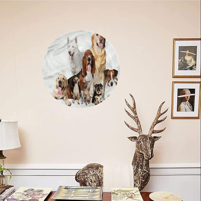 Decorative Plates, Dog Lover Print Ornament, House Pet Photo Shoot, 6 Inch, Kitchen Wall Decor, Multicolor