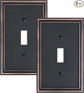 2-Pack Single Toggle Light Switch Cover Plate, Durable Solid Zinc Alloy Decorative Switch Plate Covers, Aged Bronze 1 Gang Wall Plate, Corrosion Resistant