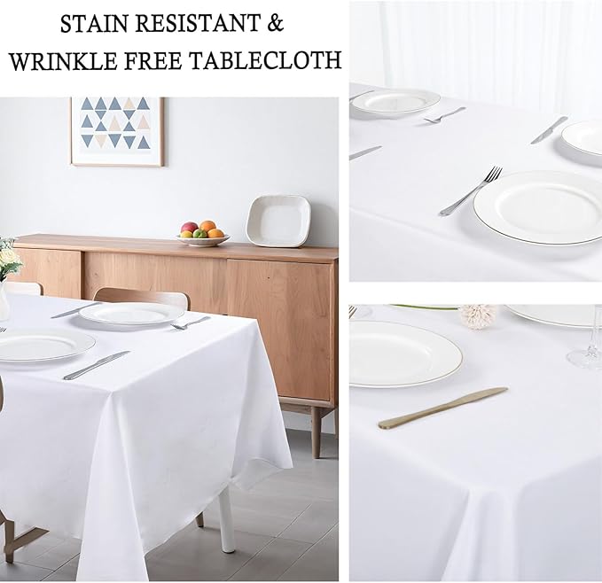 12 Pack White Tablecloth 60 x 126 Inch Rectangular Table Cloth for 8 Foot Rectangle Tables, Wrinkle Resistant Washable Fabric Polyester Table Covers for Wedding Party Banquet Buffet