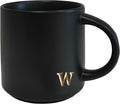 COLLECTIVE HOME Black Ceramic Coffee Mug, 15 oz Golden Monogram Tea Cup | by COLLECTIVEHOME