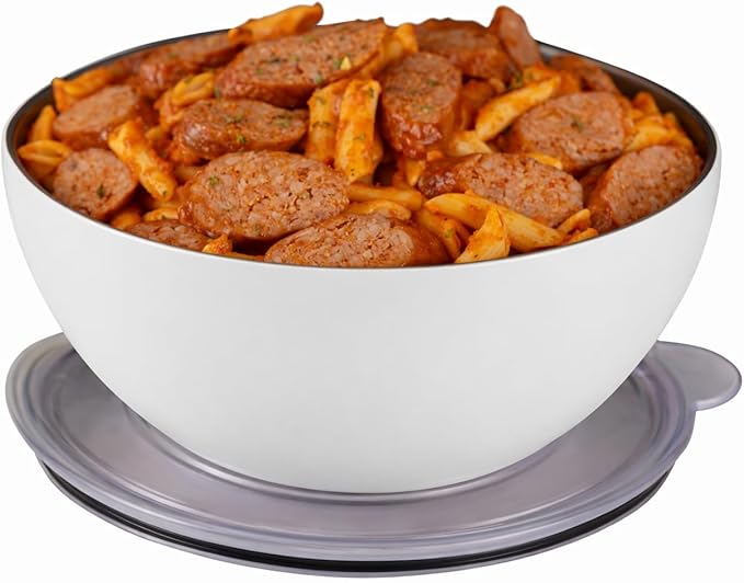 served Large Insulated Serving Bowl with Lid (100oz/3QT) - Double-Walled Stainless Steel Bowl for Hot & Cold Food - Vacuum Insulated, Spill-Resistant Thermal Bowl for Parties, Casseroles, Tailgates