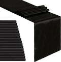 Black Table Runners 16 Pack 12x108 inch Silk Satin Smooth Fabric | Satin Table by B-COOL