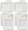 Remerry 300 Pcs Small 4 Inch Paper Plates Bulk Disposable Plates Paper White Square Dessert Cake Party Snack Sugarcane Bagasse Fiber Wedding Birthday Dinner Graduation Pet Feeding (4.41 x 5.24 Inch)