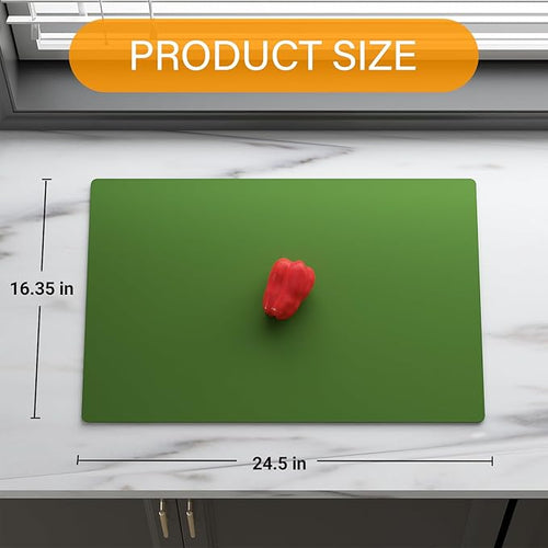 2-Pack Extra Thick Silicone Counter Mats - 24”x16” Large Heat Resistant Kitchen Countertop Protector, Non-Slip Hot Pad Trivet for Air Fryer, Hot Pots & Pans, Coffee Maker(Green)