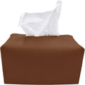 Carrotez Tissue Box Cover, [Refined] Modern PU Leather Rectangular Tissue Box Holder - Decorative Holder/Organizer for Bathroom Vanity Countertop, Night Stands, Office Desk 9.5"X5"X5" - Camel