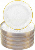 Rubtlamp 60 Pcs Gold Plastic Plates, 10 inch Clear Gold Dinner Plates, Hammer by Rubtlamp