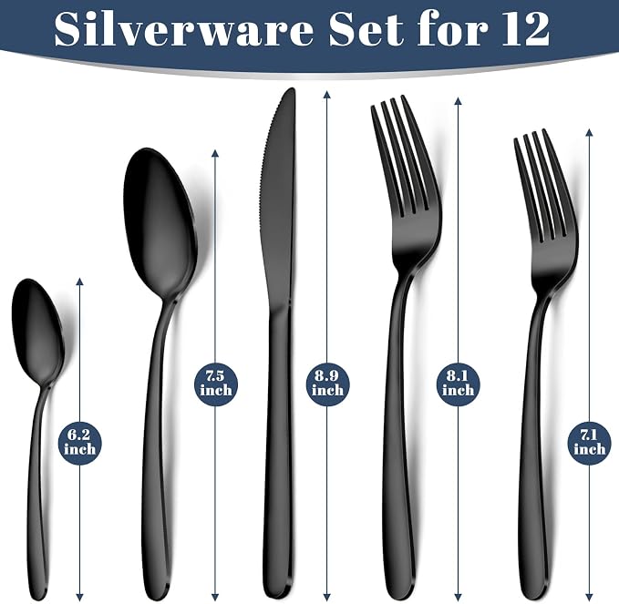 Hunnycook 60-Piece Black Silverware Set - Image 2